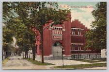 Postcard Ohio National Guard Armory Clyde Ohio ca.1910 (HEAVILY CREASED) picture
