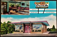 Roadside Restaurant: Merriman's Drive-In, Highland, IN. Interior, Exterior 1950s picture