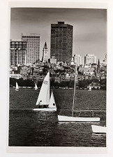 1980 Boston Massachusetts Charles River Sailboats Downtown Vintage Press Photo picture