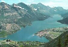 CONTINENTAL SIZE POSTCARD AERIAL VIEW OF WATERTON LAKES NATIONAL PARK CANADA picture