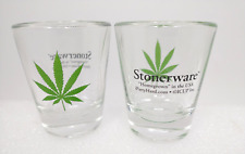 Set Of 2  Vintage Stoner Ware Drinking Shot Glasses Marijuana Weed Leaf Novelty picture