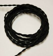 25 ft. BLACK RAYON TWISTED LAMP CORD ANTIQUE VINTAGE STYLE 2 CONDUCTOR 30269K picture