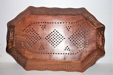 Unique Artisan Hand Carved Wooden Serving Tray with Stunning Lattice (Jaali)  picture