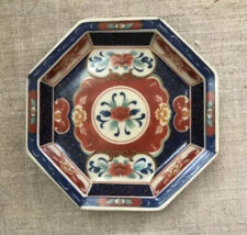 Vintage Rare Japanese Imari Tokuyama Octagon Red/Blue/ Green Floral Small Dish picture