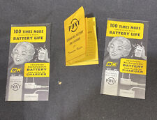 3  Vintage Transistor Radio Pony Battery Charger Brochures picture