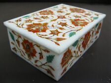 6 x 4 Inches White Marble Jewelry Box Nature Pattern Inlay Work Multipurpose Box picture