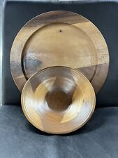 Vintage Wooden (Walnut?) Platter & Bowl picture