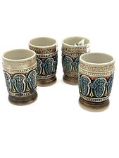 Vintage GERZ Germany Beer Cups Steins Set of 4 Pottery Colorful picture