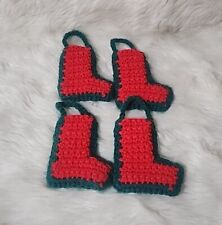 Crochet Handmade Christmas Stocking Ornaments Set Of 4 Mini 5