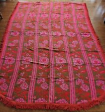 Vintage MCM Nettle Creek Twin 80 X 110 Red/Pink/Olive Green Fringed Bedspread picture
