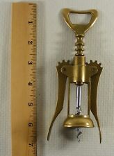 VTG Double Corkscrew Brass Made In Italy Wine Opener Beer Bottle Patina Italian picture