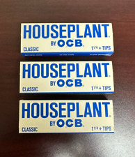 OCB HOUSEPLANT CLASSIC 1 1/4 Rolling Papers + Tips -3 PACKS picture
