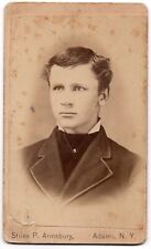 ANTIQUE CDV CIRCA 1880s STILES P. ARMSBURY HANDSOME YOUNG MAN ADAMS NEW YORK picture