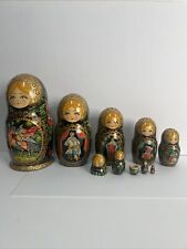 Vintage Russian Matryoshka Nesting Dolls Hand Painted 10 Piece Fairytales 10” picture