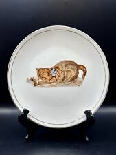 Antique Dresden China Porcelain Plate Decor Kitten with Mouse Trap 7.2” Vintage picture