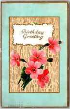 1911 Birthday Greetings Red Orange Flowers Posted Postcard picture