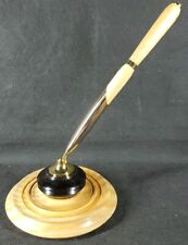 Beautiful Vintage Pen Holder Hand Spun 3D Stand Swivel Base Light Wood See Pics picture