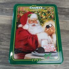 Vintage Oreo Cookie Christmas Santa Tin Holiday Stackable 1997 85th edition picture