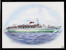Original Art Work ... mv GIULIO CESARE ... Italia - 1950...ocean liner- profile picture