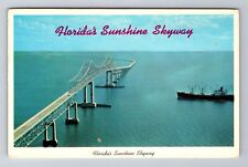 FL-Florida, Aerial Of Sunshine Skyway, Antique, Vintage Souvenir Postcard picture