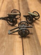 Lot of 3 Vtg Cast Metal Toy Cannons MFCO & Penncraft Cannon Brass Barrel War picture