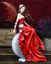 Ebros Nene Thomas Celestial Cupid Moon Crimson Wedding Fairy In Red Gown Statue picture