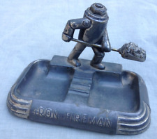 Vintage Iron Fireman Ashtray - Art Deco Style - Cast Metal picture