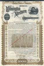 Wilmington and Northern Railroad Co. $1,000 Gold Bond signed by Henry Algernon d picture