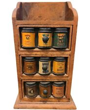 Vintage Small Apothecary Spice Cabinet With 3 Faux Spice Drawers  picture