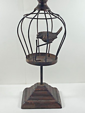 Copper Tone Bird in Cage Tabletop Vintage Style Gothic Victorian Whimsical READ picture
