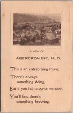 Vintage ABERCROMBIE, North Dakota Postcard Bird's-Eye Town View / 1912 Cancel picture