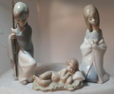 Vtg Lladro Holy Family Nativity Set Joseph Mary Baby Jesus Porcelain Figurine picture