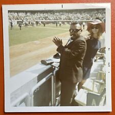 VINTAGE PHOTO 1970s glamorous couple at baseball game ORIGINAL Color Snapshot picture