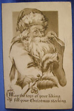 Antique Santa Postcard. White Robe. Mailed in 1910. Gibson Art, Pub. SCARCE. NoR picture