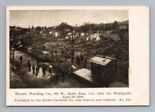 1906 Electric Wrecking Car Earthquake San Francisco CA UDB Vintage Postcard picture