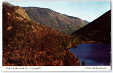 ECHO LAKE AND MOUNT LAFAYETTE FRANCONIA NOTCH FROM KODACHROME POSTCARD picture