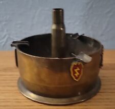 1943 WW2 Trench Art 90MM? Military Insignia Emblems Heavy Brass Cigar Ashtray picture