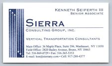 Vintage Business Card Sierra Consulting Group Seiferth III Bronx Manhasset NY picture
