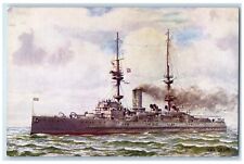 1910 Scene H M S Caesar Dreadnought Battleship Oilette Vintage Unposted Postcard picture