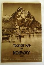 1936 TOURIST MAP OF NORWAY PRE WWII  VINTAGE FOLD OUT MAP picture