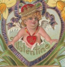 1907-15 Art Nouveau Lace Print Dresden Cupid Love Gift Valentine Card Postcard picture