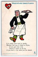 1907 Valentine Greetings Waiter Tipping Allentown PA Tuck's Antique Postcard picture