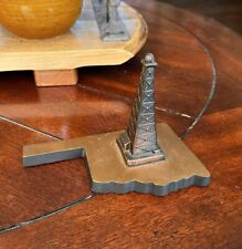 RARE Vtg 1950s Oklahoma Oil Derrick Heavy Brass Paperweight Gas &Oil Collectible picture