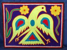Folk Art Huichol Indian Peyote Yarn Painting - Eagle With Yellow Flowers  #8 picture