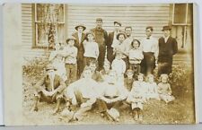 RPPC WV Estate Large Family Boy w/Pipe or Group WVa Real Photo Postcard K16 picture