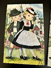 Elsi Gumier Embroidered Pin Prick Art 3 Postcards Colorama Vintage German Vtg picture