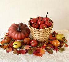 Miniature 1:6 Basket Apples ~ Pumpkin ~ Autumn Leaves Scene ~ Nice With Byers picture
