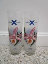 CELEBRITY CRUISES Vintage Lot 2 Pleione Flower Frosted 12 oz Cocktail Glasses picture