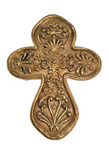 Vtg Cross Wall Art Ornate Spanish Style Gold Color Cast Resin Material Cross 2 picture