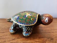 Vintage BEAUTIFUL Chinese Cloisonne Enamel Turtle Tortoise Trinket Box  picture